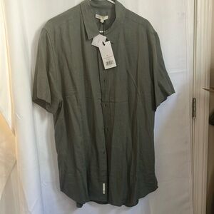 Onia Linen Blend Agave button up short sleeve XL